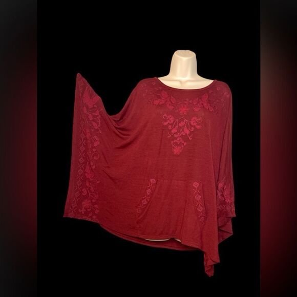 MONORENO embroidered burgundy oversized kimono style - Picture 2 of 6